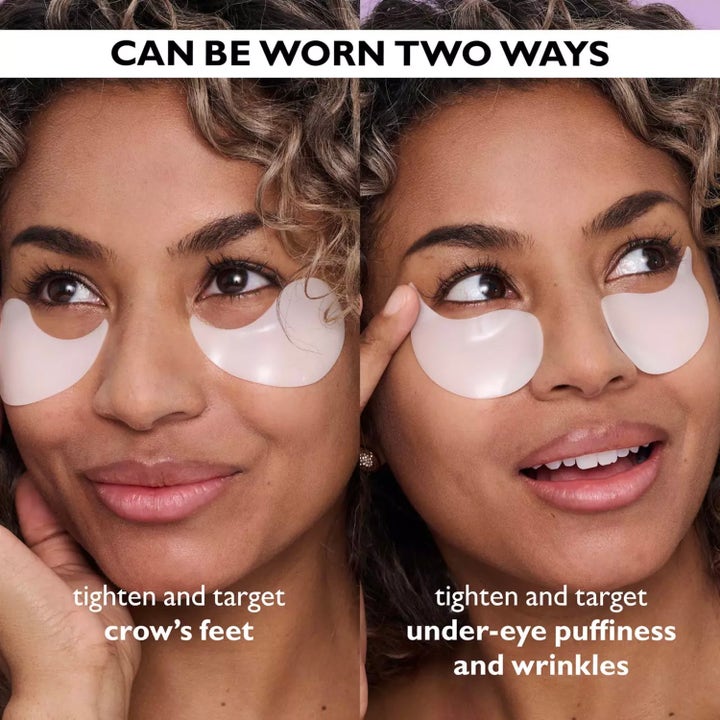 Peter Thomas Roth Instant FIRMx Collagen Eye Patches 8 st uppstramande ögonmask som visar två sätt att motverka rynkor.