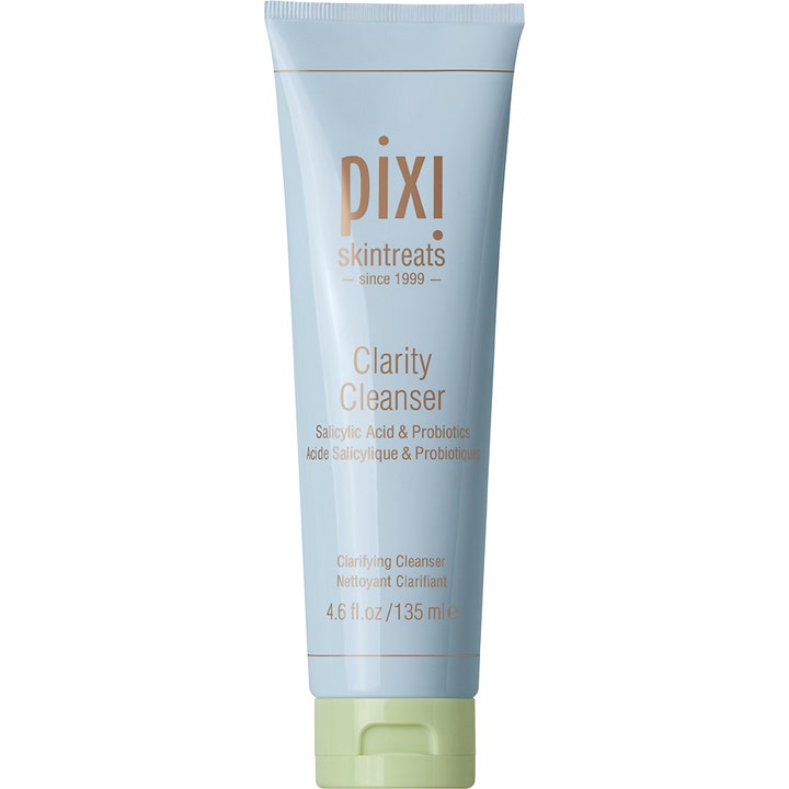 Pixi Clarity Cleanser 135 ml djuprengörande ansiktsrengöring med salicylsyra i ljusblå tub med grönt lock
