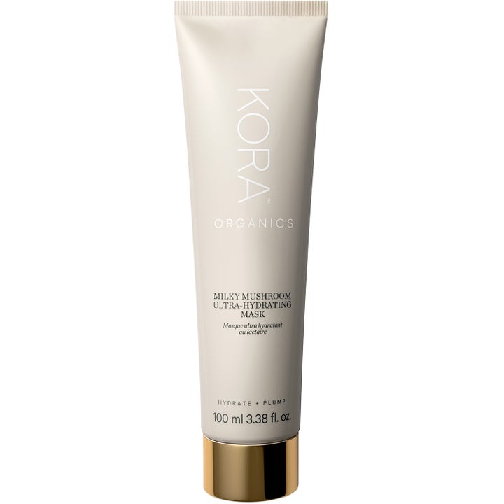 Kora Organics Milky Mushroom Ultra-Hydrating Mask 100 ml ekologisk fuktgivande ansiktsmask i beige tub med guldkork