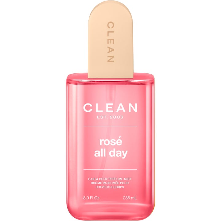 Clean Rosé All Day Hair & Body Perfume Mist 236 ml uppfriskande spray i rosa genomskinlig flaska med beige lock