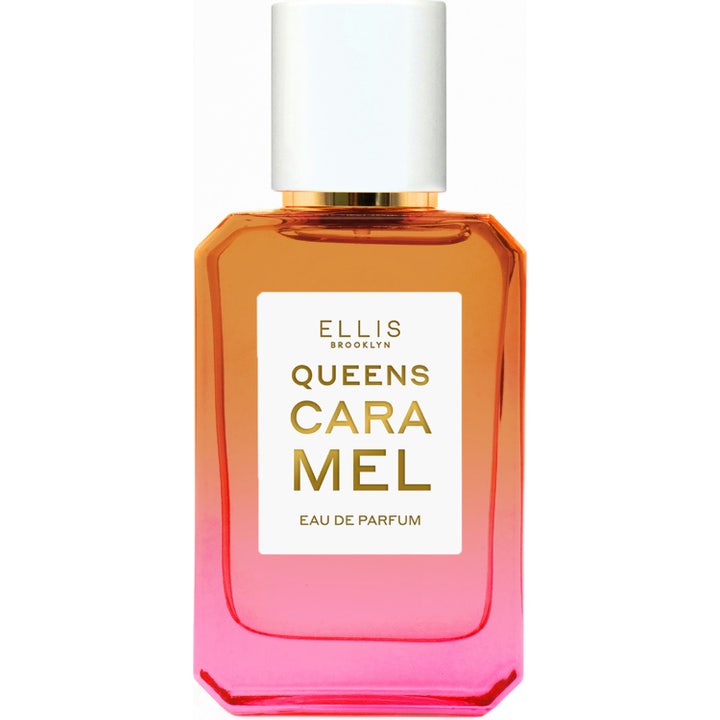 Ellis Brooklyn Queens Caramel 50 ml Eau de Parfum parfym i rektangulär glasflaska med orange och rosa toner och vitt lock