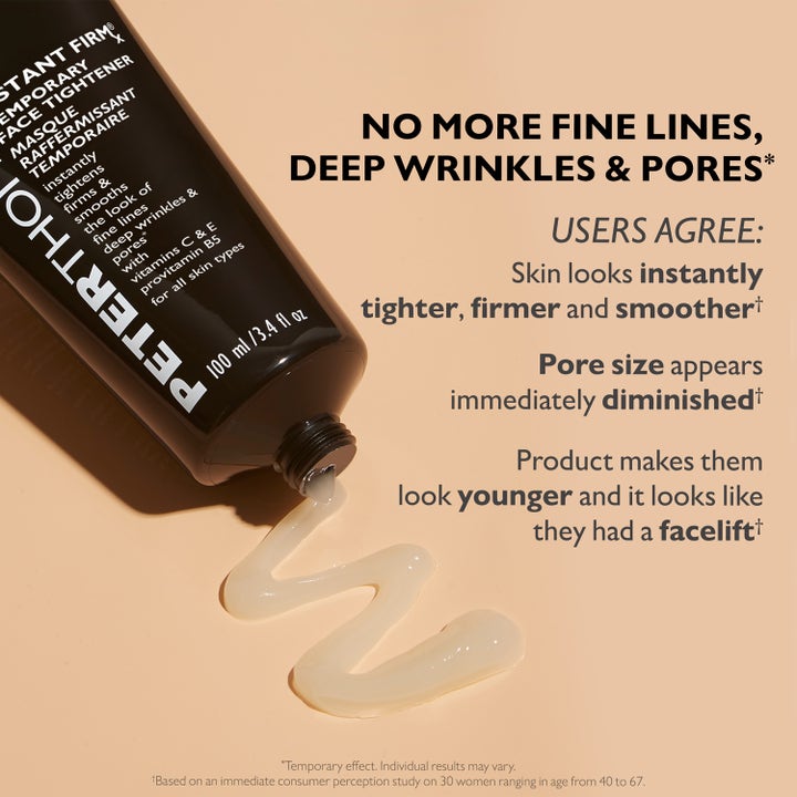 Peter Thomas Roth Instant FIRMx 100 ml uppstramande ansiktsserum ger slätare hy med genomskinlig gel-textur.