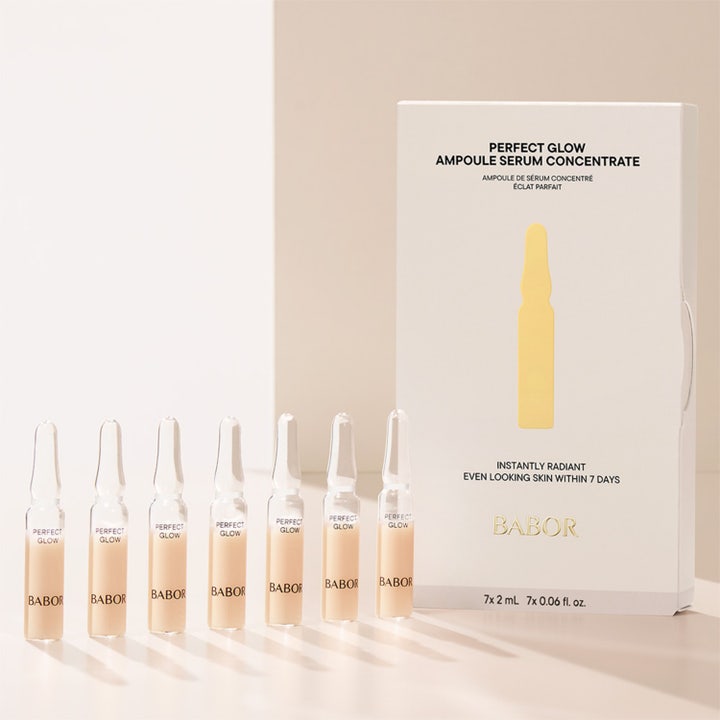 Babor Ampoule Concentrates Perfect Glow 14 ml ampull koncentrat bredvid vit ytterförpackning