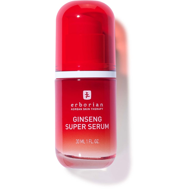 Erborian Ginseng Super Serum 30 ml anti age serum med ginseng i en rödtonad flaska med rundad kork.