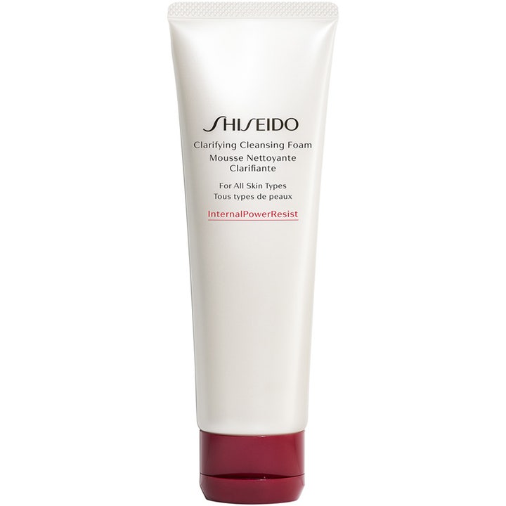 Shiseido Clarifying Cleansing Foam 125 ml ansiktsrengöring clarifying i en vit tub med mörkrött lock