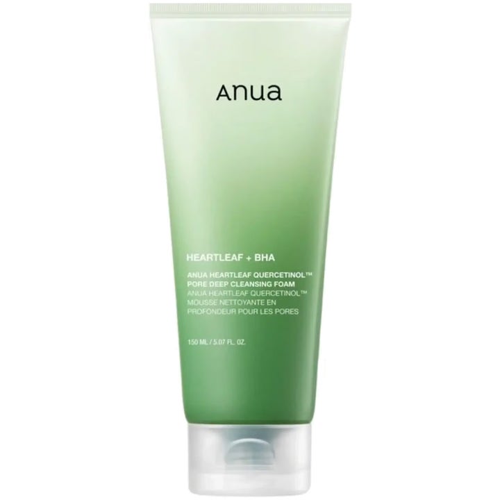 Anua Heartleaf Quercetinol Pore Deep Cleansing Foam 150 ml djuprengörande ansiktsrengöring i grön gradienttub