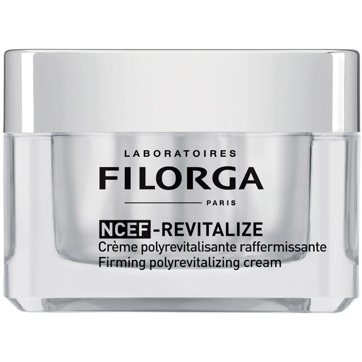 Filorga NCEF-Revitalize uppstramande ansiktskräm med anti age effekt i en stilren glasburk med lock i silver