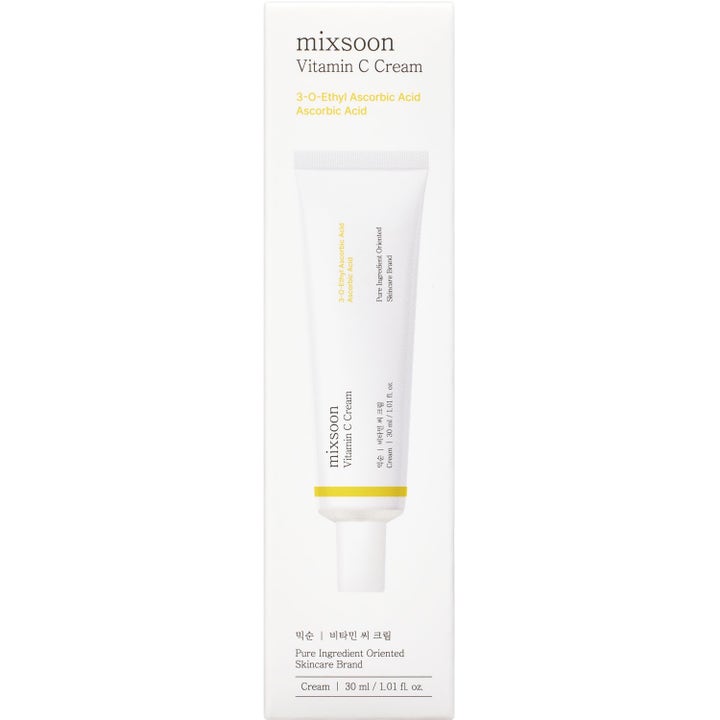 Mixsoon Vitamin C Cream 30 ml lystergivande ansiktskräm i vit ytterförpackning som visar tuben.