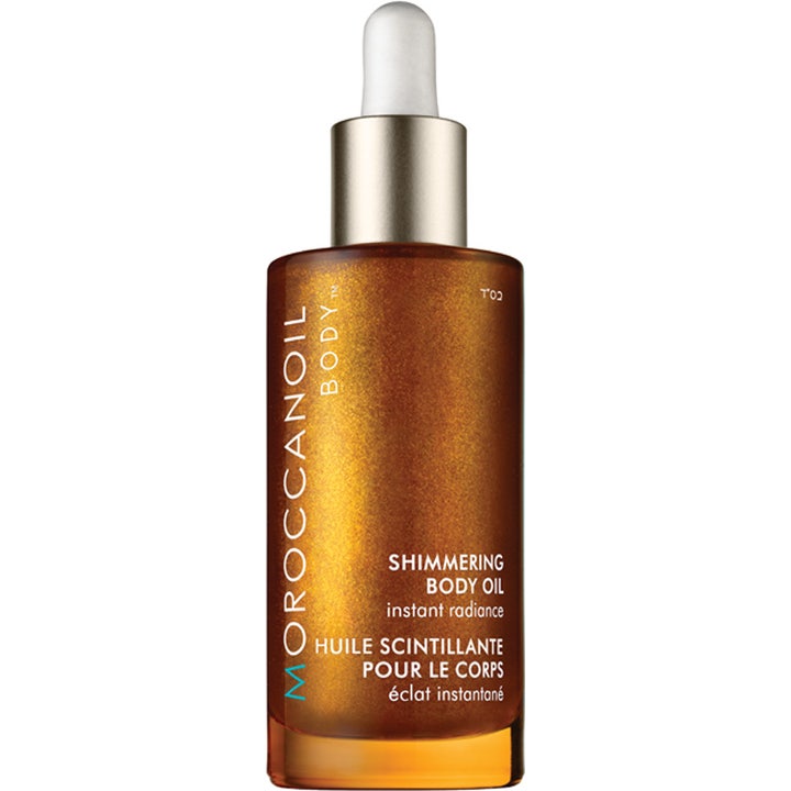 Moroccanoil Shimmering Body Oil 50ml fuktgivande skimrande olja i glasflaska med pipett som ger lyster