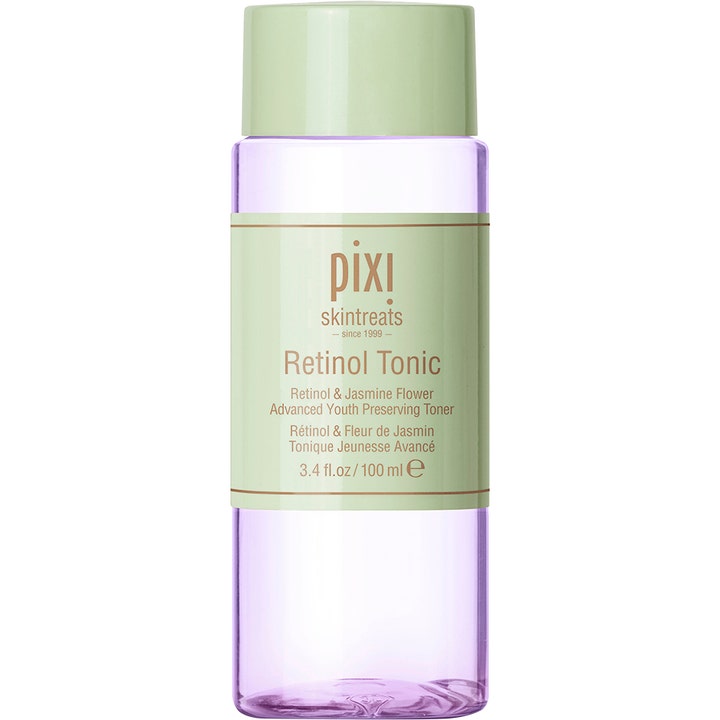 Pixi Retinol Tonic 100 ml anti age hudvård för nattroutinen i lila transparent flaska med grönt lock