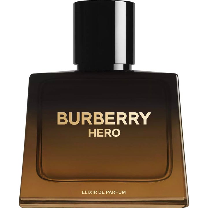 Burberry Hero Elixir de Parfum 60ml herrparfym i en mörkbrun glasflaska med svart kork och text i guld