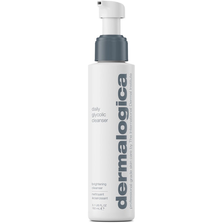 Dermalogica Daily Glycolic Cleanser 150 ml daglig glykolsyra rengöring för jämn hudton i vit flaska med pump