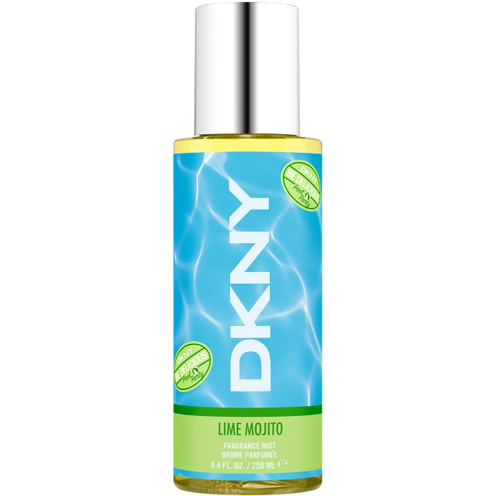 DKNY Pool Party Lime Mojito 250 ml fräsch fruktig parfymspray i flaska med blått vattenmönster och silverkork