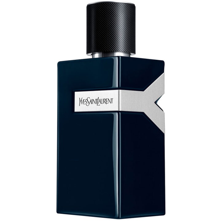 Yves Saint Laurent Y Le Parfum 100 ml modern träig parfym herr i mörkblå glansig flaska med silverfärgat Y och svart lock