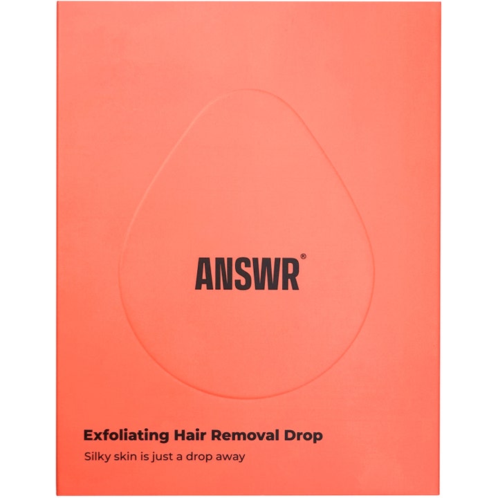 ANSWR Exfoliating Hair Removal Drop 1 st hårborttagning i en korallfärgad förpackning för len hud