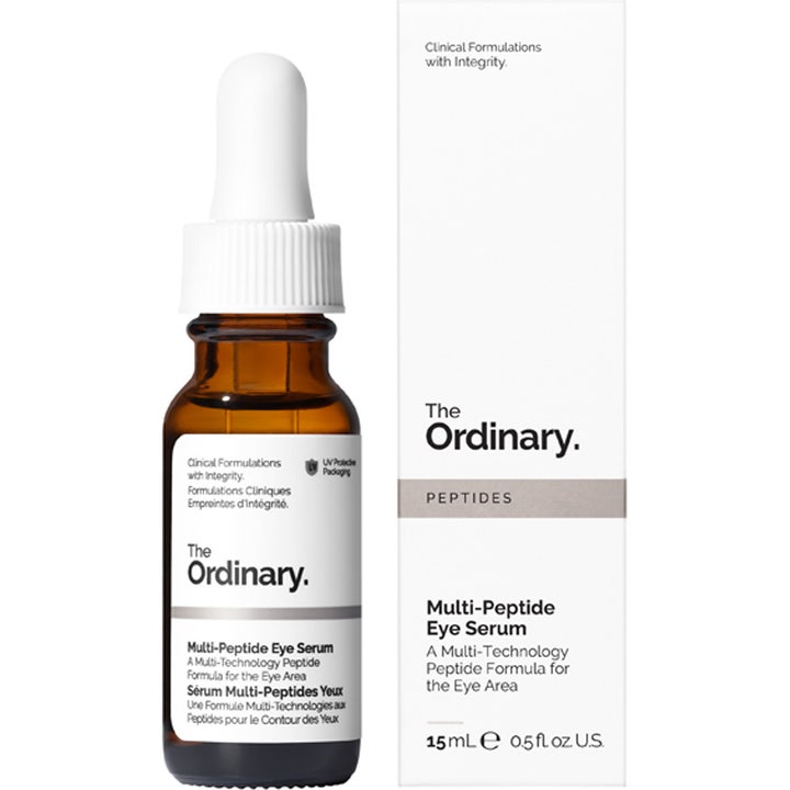 The Ordinary Multi-Peptide Eye Serum 15 ml peptid ögonserum i brun glasflaska med pipett och vit ytterförpackning