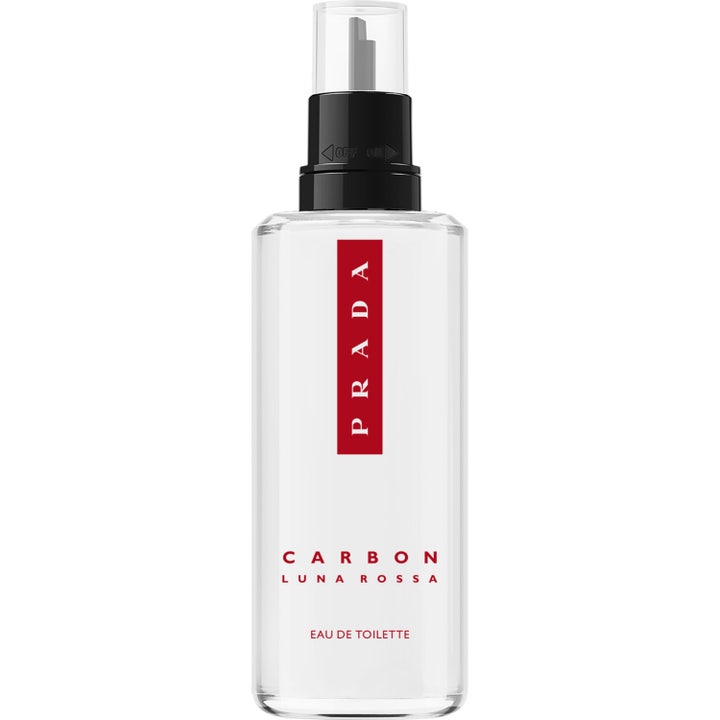 Prada Luna Rossa Carbon 150 ml prada carbon herr parfym refill i klar flaska med röd logodetalj och svart pump