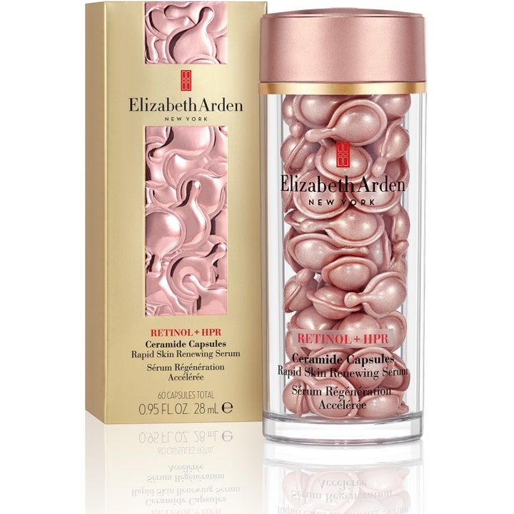 Elizabeth Arden Ceramide Retinol + HPR Serum 60 st hudförnyande retinol serum i rosa kapslar och guldask