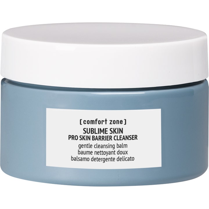 [comfort zone] Sublime Skin Pro Skin Barrier Cleanser ansiktsrengöring balm skyddande i en blågrå burk med vitt lock.