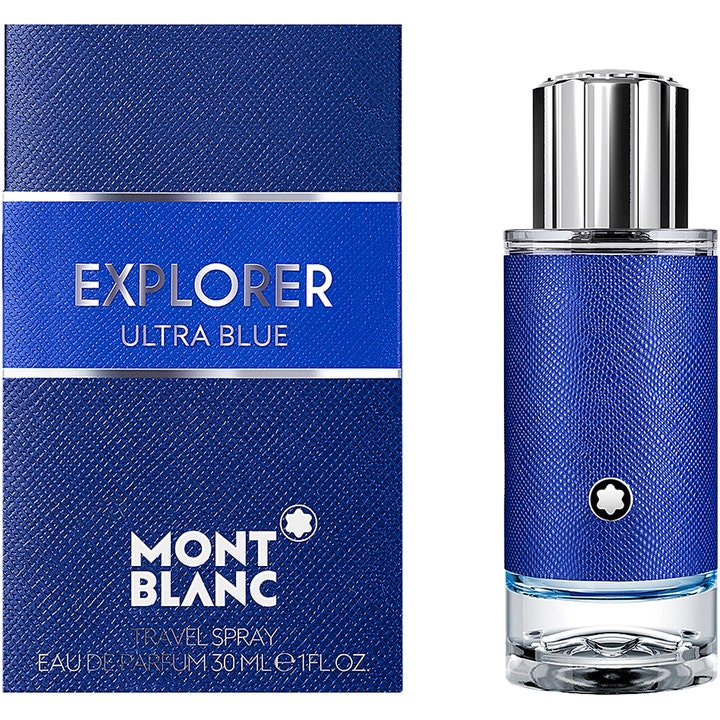 Montblanc Explorer Ultra Blue 30 ml citrus parfym herr i blå texturerad flaska och förpackning med silverdetaljer
