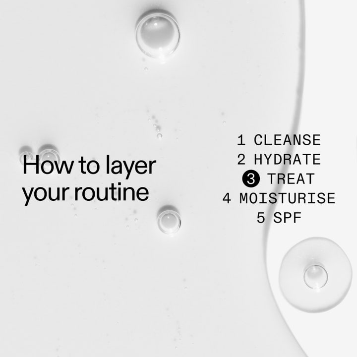 The INKEY List Glycolic Acid Toner 100 ml peeling toner visar steg tre treat i en daglig hudvårdsrutin över klar vätska