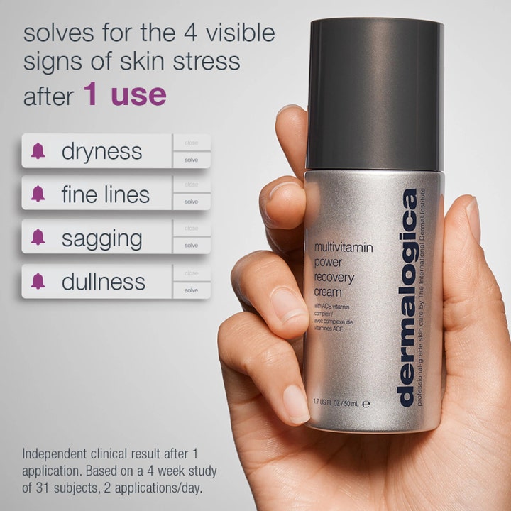 Dermalogica MultiVitamin Power Recovery Cream 50 ml återhämtningskräm med multivitamin ACE komplex i silverförpackning.